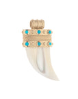Back view of mother of pearl tusk with turquoise details