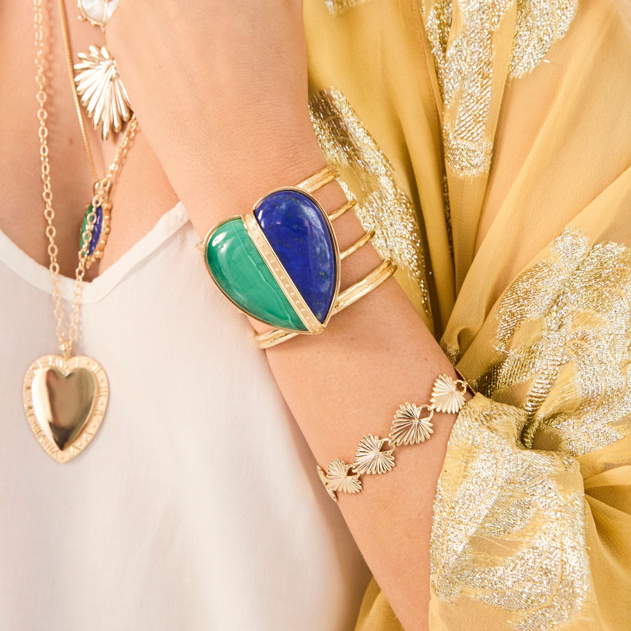 LOVE Split Carry Your Heart Cuff in Lapis and Malachite – Jane Win