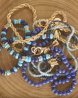 Gumdrop Beaded Necklace in Lapis and Turquoise Mix