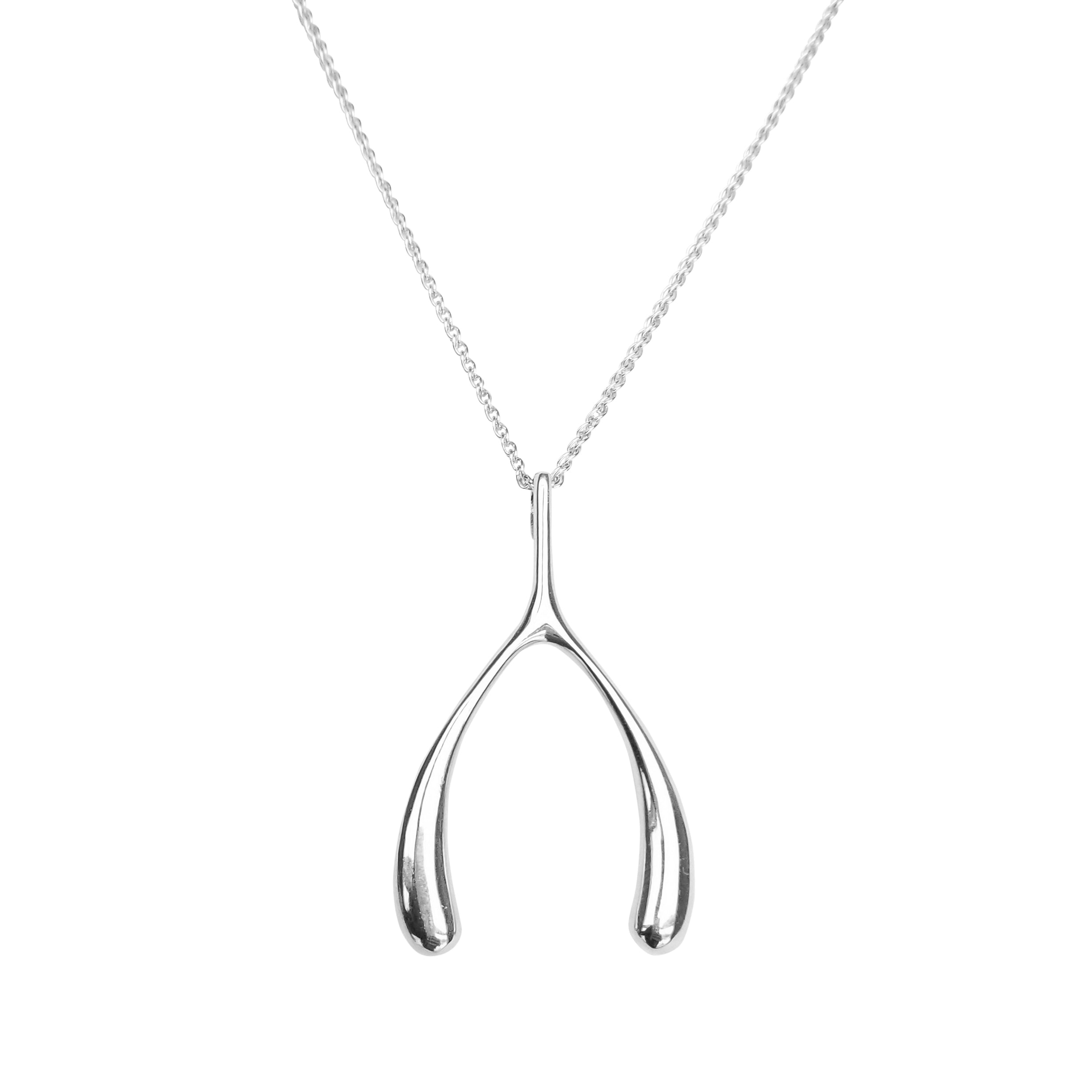 LUCKY Silver Wishbone Pendant – Jane Win Jewelry