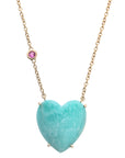LOVE Amazonite Carved Heart Necklace with Gold Setting SALE