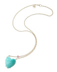LOVE Amazonite Carved Heart Necklace with Gold Setting SALE