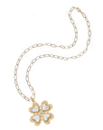 Four leaf clover pendant on drawn link chain