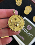 Gold original size Cancer coin pendant