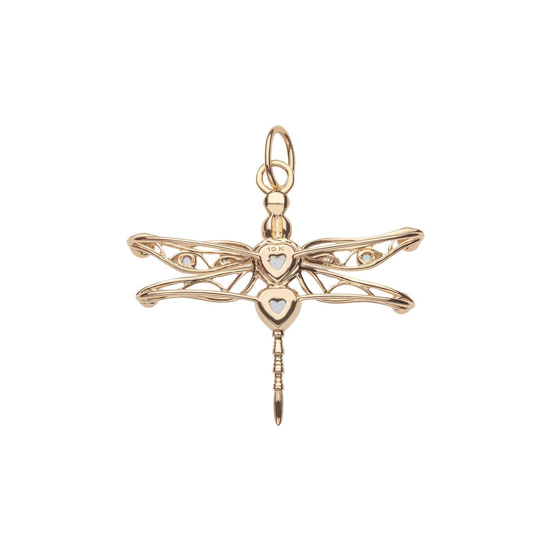 PEACE Dragonfly Pendant in Solid Gold