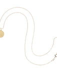 Gold engravable rising sun coin on 10 karat adjustable chain