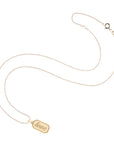 Gold engravable love tag pendant on 10 karat adjustable chain