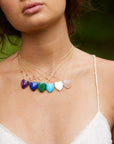 LOVE Rose Quartz Carved Heart Necklace with Gold Setting SALE