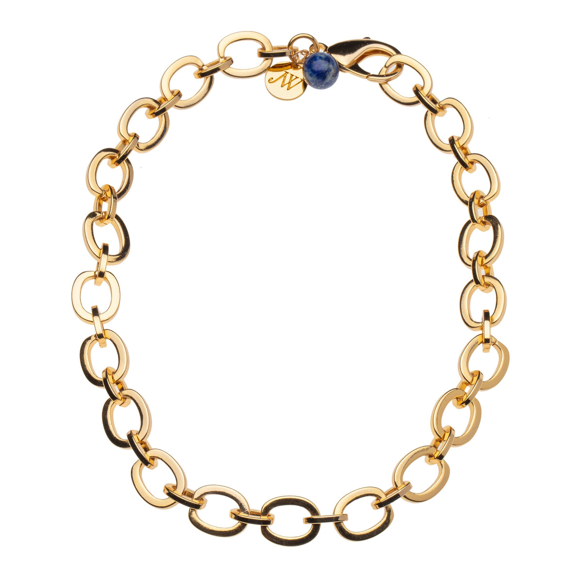 Chunky Link Chain with Lapis Bead | 18 Inches | Jane Win