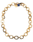 Chunky Link Chain with Lapis Bead 18"