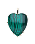 Heart pendant in malachite with gold prongs