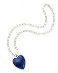 Lapis Carry your Heart pendant on drawn link chain