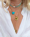 LOVE Turquoise Carved Heart Necklace with Gold Setting SALE