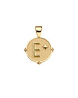 Gold letter E coin pendant with star detail