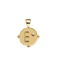 Gold letter E coin pendant with star detail