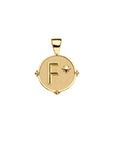 Gold letter F coin pendant with star detail