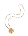 Gold Faith Coin on Drawn Link Chain