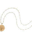 Gold Faith Coin on Satellite Beaded Chain