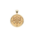 Gold Small Coin Pendant With Compass and Key Illustration