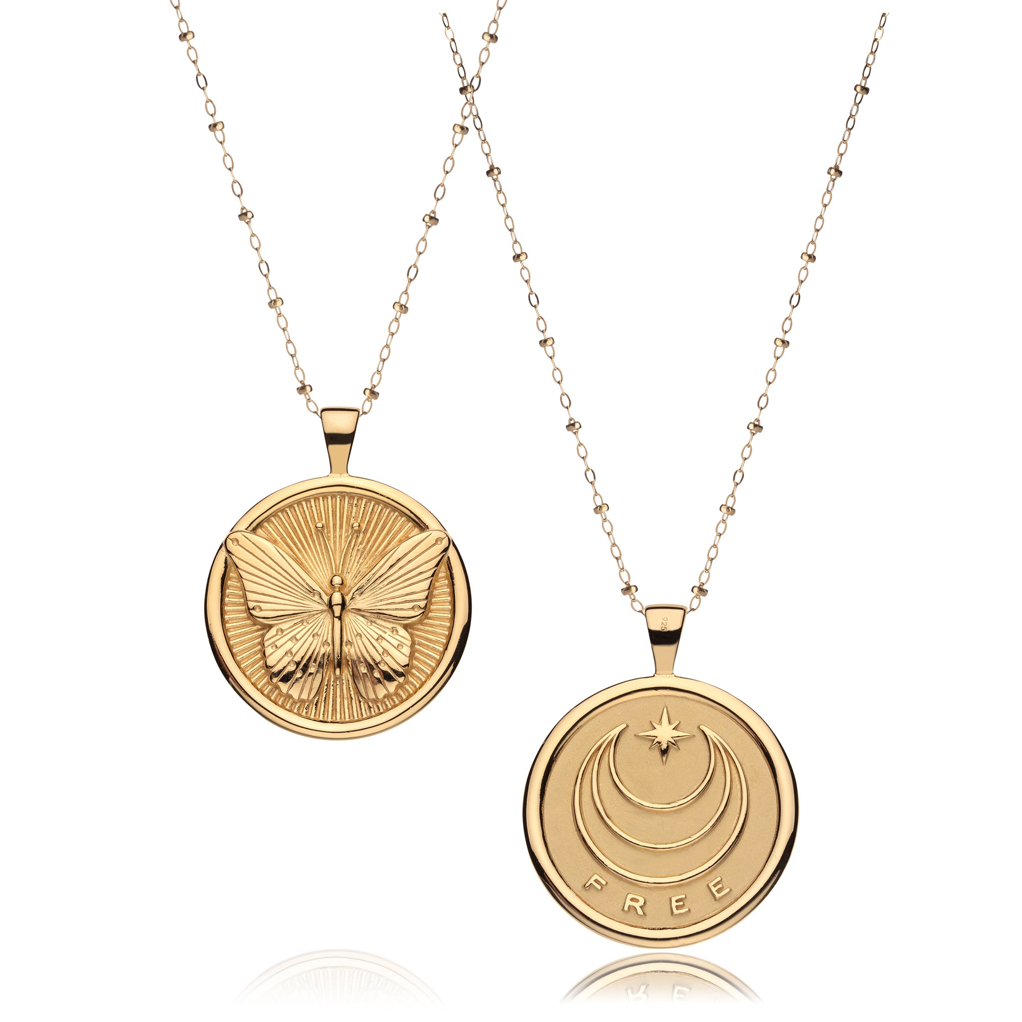 Gold FREE Coin Pendant Shown Front and Back