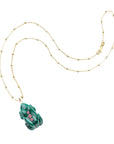 Malachite frog on 14 karat satellite chain