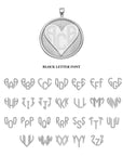 Silver heart coin with block letter font 
engraving option