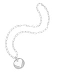 Silver heart coin on drawn link chain