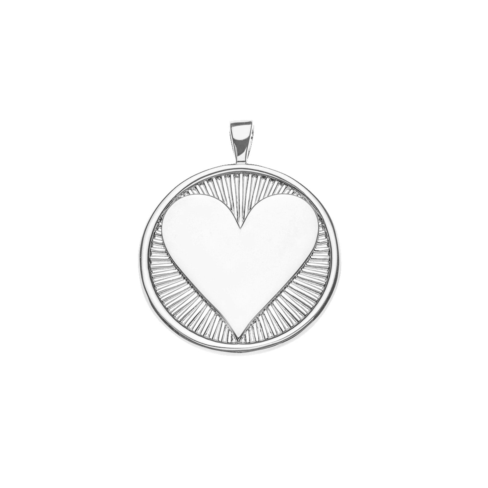 Silver heart coin pendant