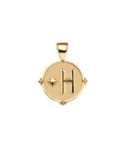 Gold letter H coin pendant with star detail