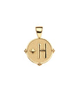 Gold letter H coin pendant with star detail