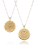 Gold Coin Pendant with Four Seasons of Flowers (front) and word HOPE (back)