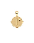 Gold letter I coin pendant with star detail