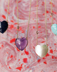 LOVE Amazonite Carved Heart Necklace with Gold Setting SALE
