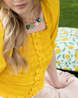 LOVE Amazonite Carved Heart Necklace with Gold Setting SALE