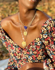 LOVE Lapis Carved Heart Necklace with Gold Setting SALE