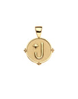 Gold letter J coin pendant with star detail