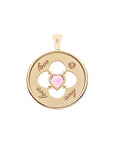 LOVE 14k Pink Tourmaline Quatrefoil Coin Pendant