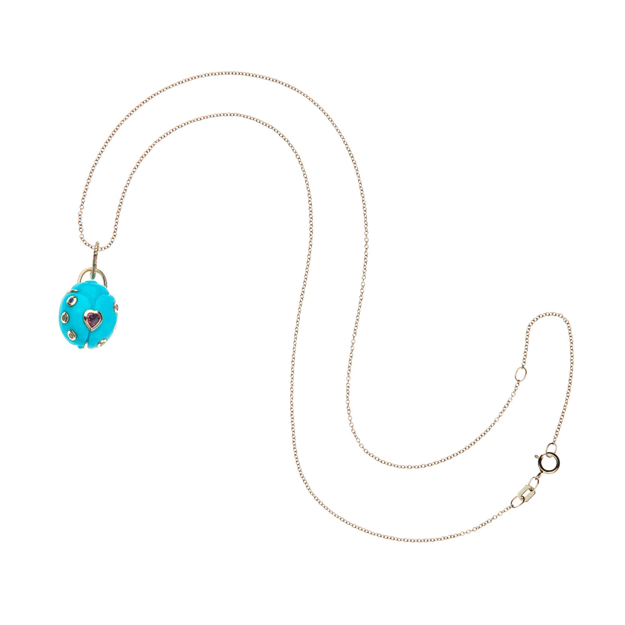 Turquoise ladybug on 10 karat adjustable chain