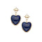Drop earrings with gold 8 point star studs and lapis heart drop with gold border