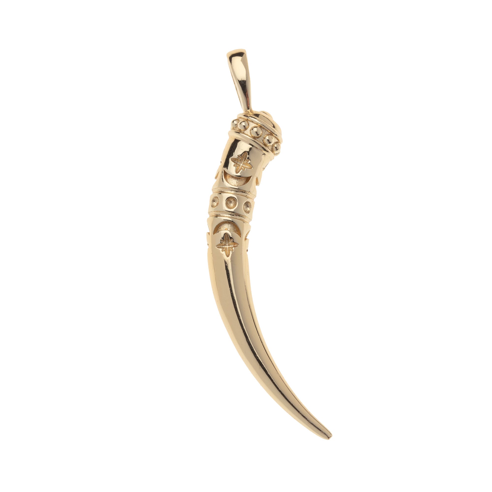 Gold tusk pendant with textured details