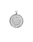 Silver Small Coin Pendant with Jane Win moon and star logo and word LOVE