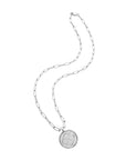 Silver Small Love Coin Pendant on drawn link chain