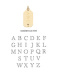 Gold engravable love tag back with heart detail and Baskerville font option