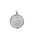 Silver Small Coin Pendant with Jane Win moon and star logo and word LUCKY underneath