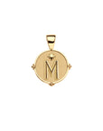 Gold letter M coin pendant with star detail