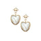 Drop earrings with gold 8 point star stud and mother of pearl heart drop with gold border