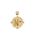Gold letter N coin pendant with star detail