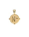 Gold letter N coin pendant with star detail