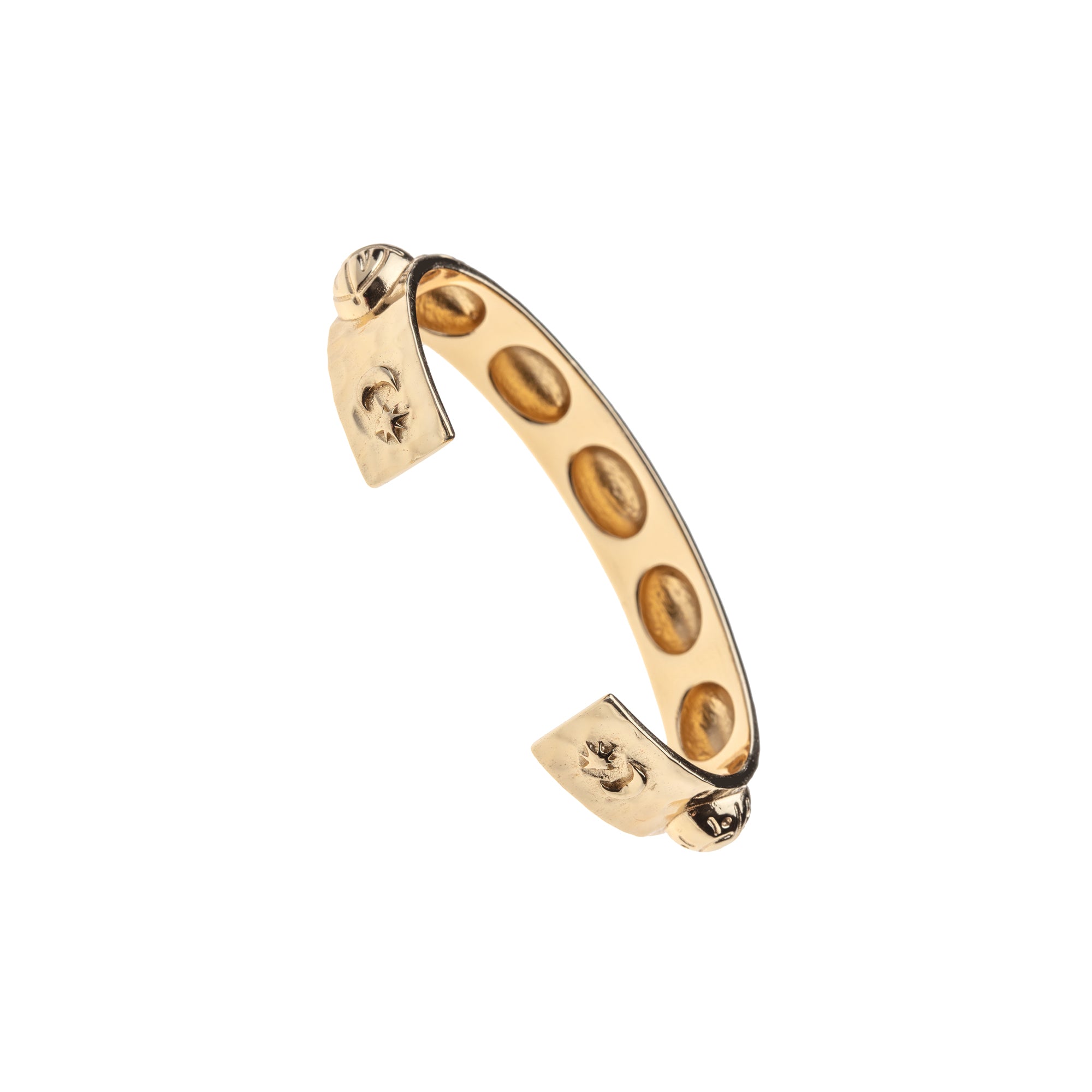 View of inside of gold scarab cuff