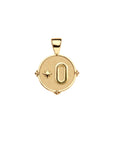 Gold letter O coin pendant with star detail